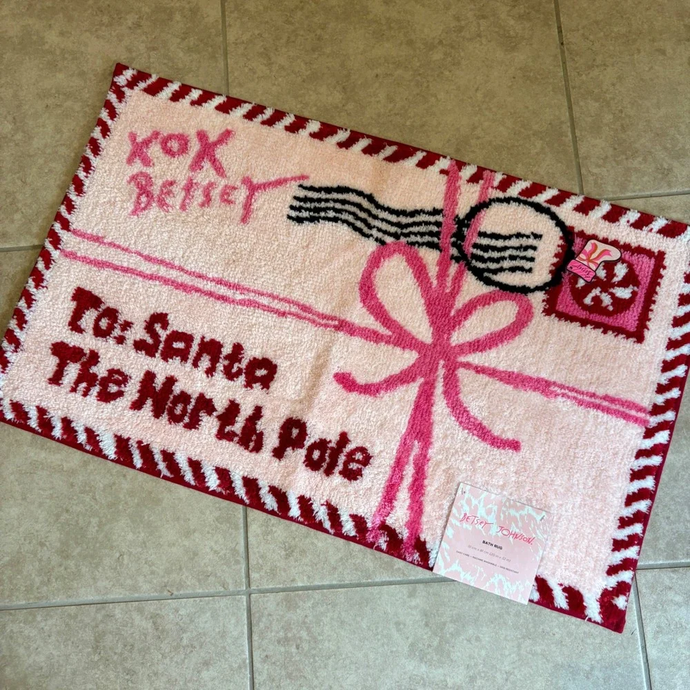 Betsey Johnson Letter to Santa Bath Rug Pink‎ Christmas Holiday Decor